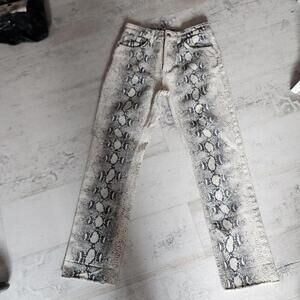 LKNW Momokrom Snakeskin jeans fringe hem pants EU 36 UK 8 US 26